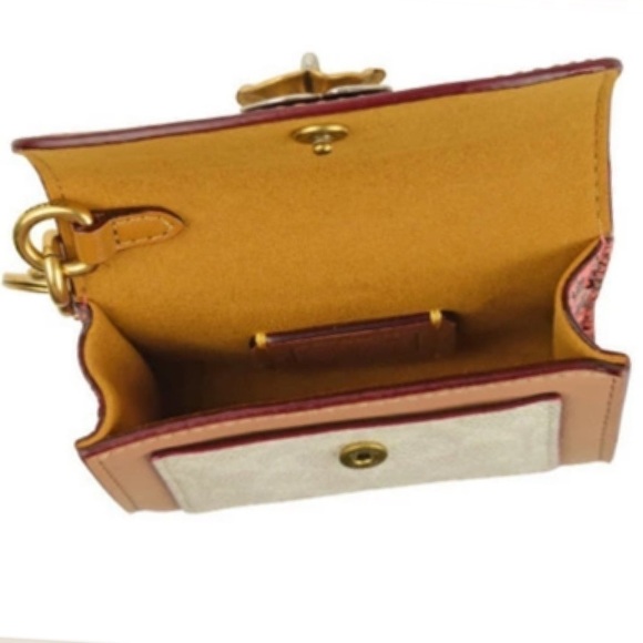 COACH Tea Rose Mini Parker Card Case Key Pouch With Snakeskin Detail Bag - Picture 15 of 16